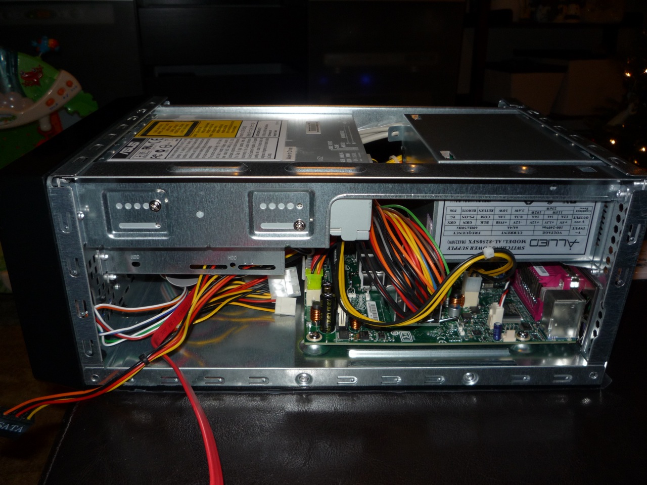 Side view of the computer before installing the hard drive