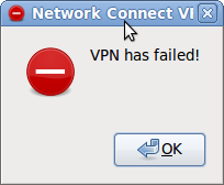 Juniper Network Connect reporting that the VPN has failed